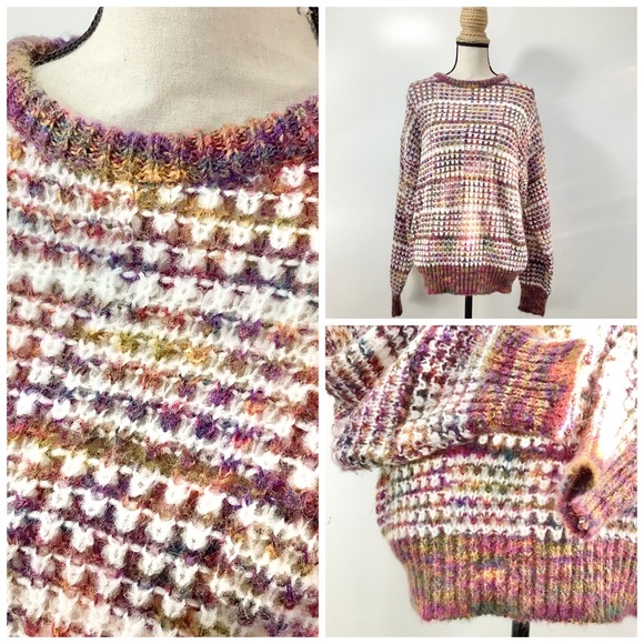 VINTAGE Rainbow Knit Unisex Sweater - Picture 2 of 16
